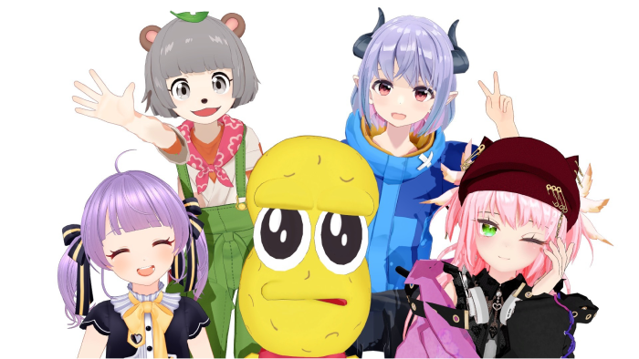 ぽんぽこ、ピーナッツくん、もちひよこ、ミミック、ふぇありす によるVTuerユニット「パラレルウォーカー」さんによるYouTube配信のイメージ画像