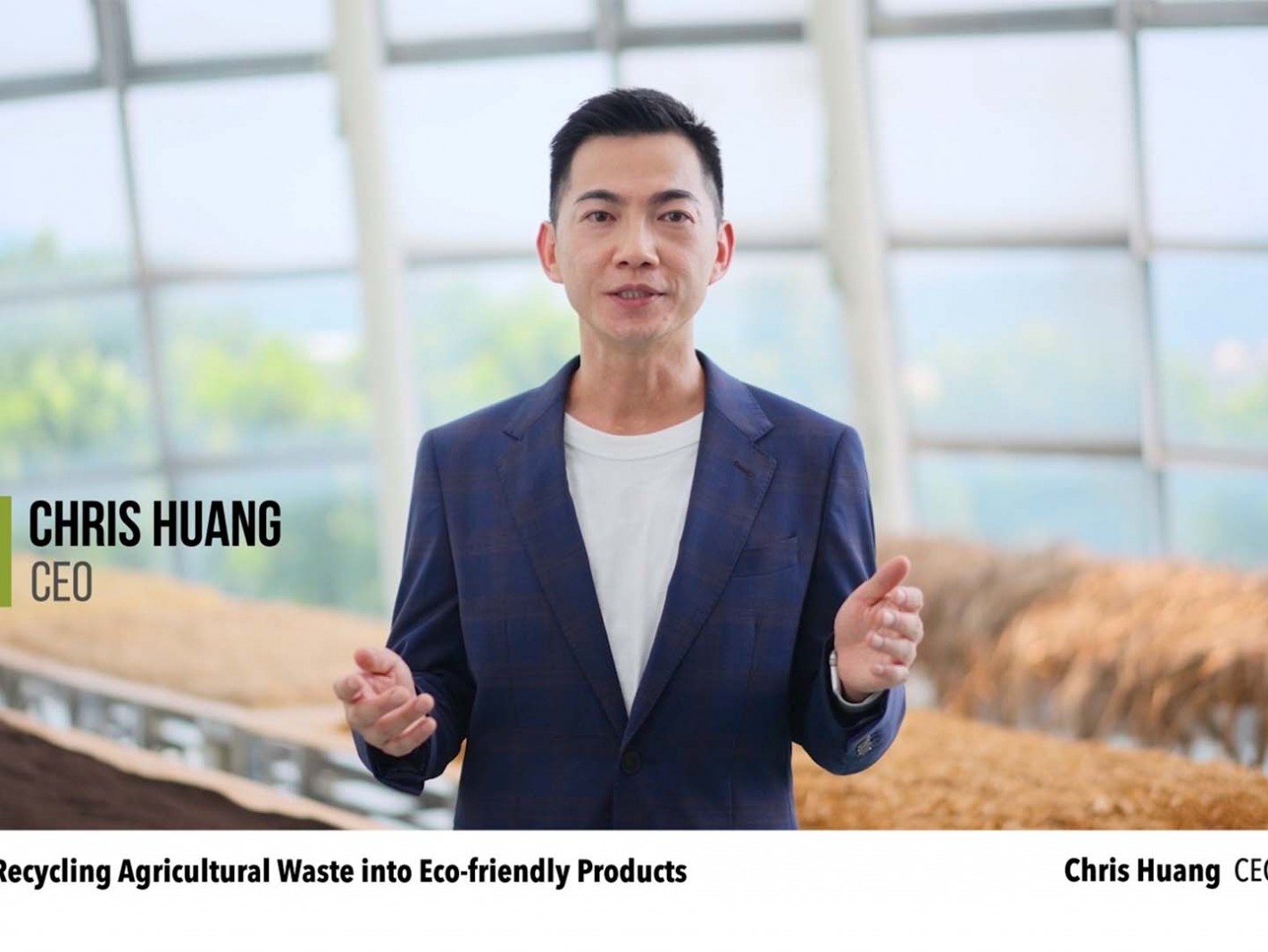 Chris Huang, CEO, JuTian Cleantech Co., Ltd. introduced "Recycling Agricultural Waste into Eco-friendly Products."