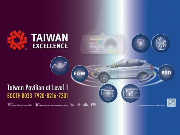 Taiwanese brands will showcase their latest automobile technology, leveraging their ICT competitiveness at AAPEX 2017.