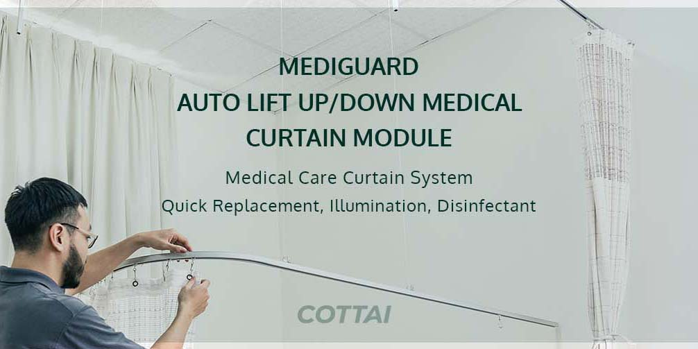 Auto lift up/down medical curtain module