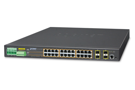 Industrial L2+ 24-Port Gigabit 802.3at PoE + 4-Port shared Gigabit Fiber Managed Rack-mount Ethernet Switch