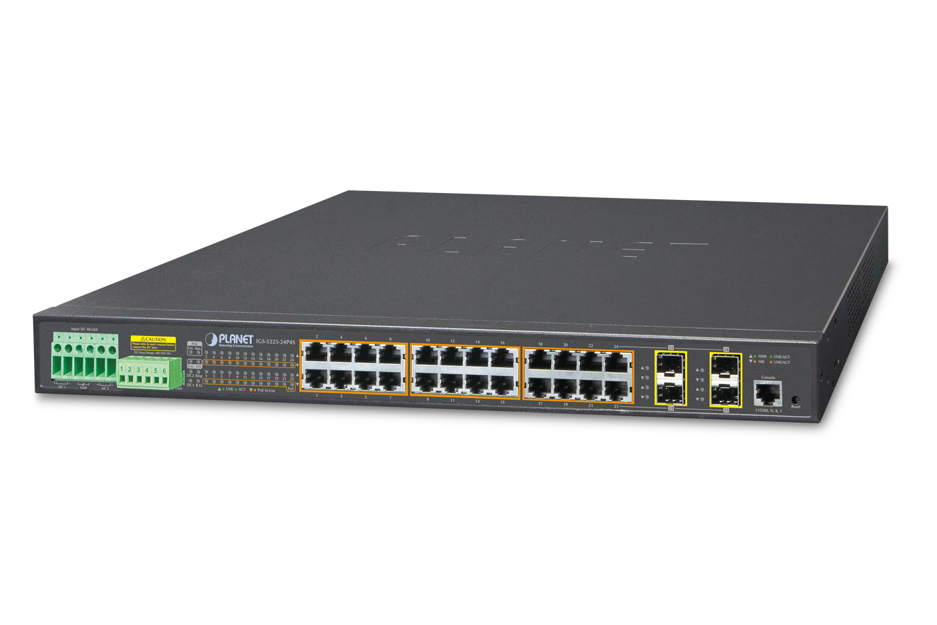 Industrial L2+ 24-Port Gigabit 802.3at PoE + 4-Port shared Gigabit Fiber Managed Rack-mount Ethernet Switch