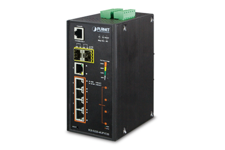 Industrial Modbus L2+ 4-Port Gigabit Ultra PoE Managed DIN-rail Ethernet Switch / PLANET Technology Corporation