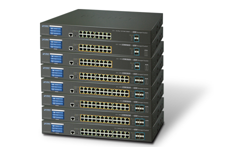 L2+ 16/24-Port Gigabit +2/4-Port 10GbE SFP+ Managed Switch with Color Touch LCD / PLANET Technology Corporation