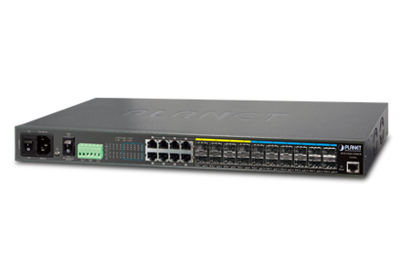 L2+ 12-Port 10GbE SFP+ Managed Switch with DC Redundant Power / PLANET Technology Corporation