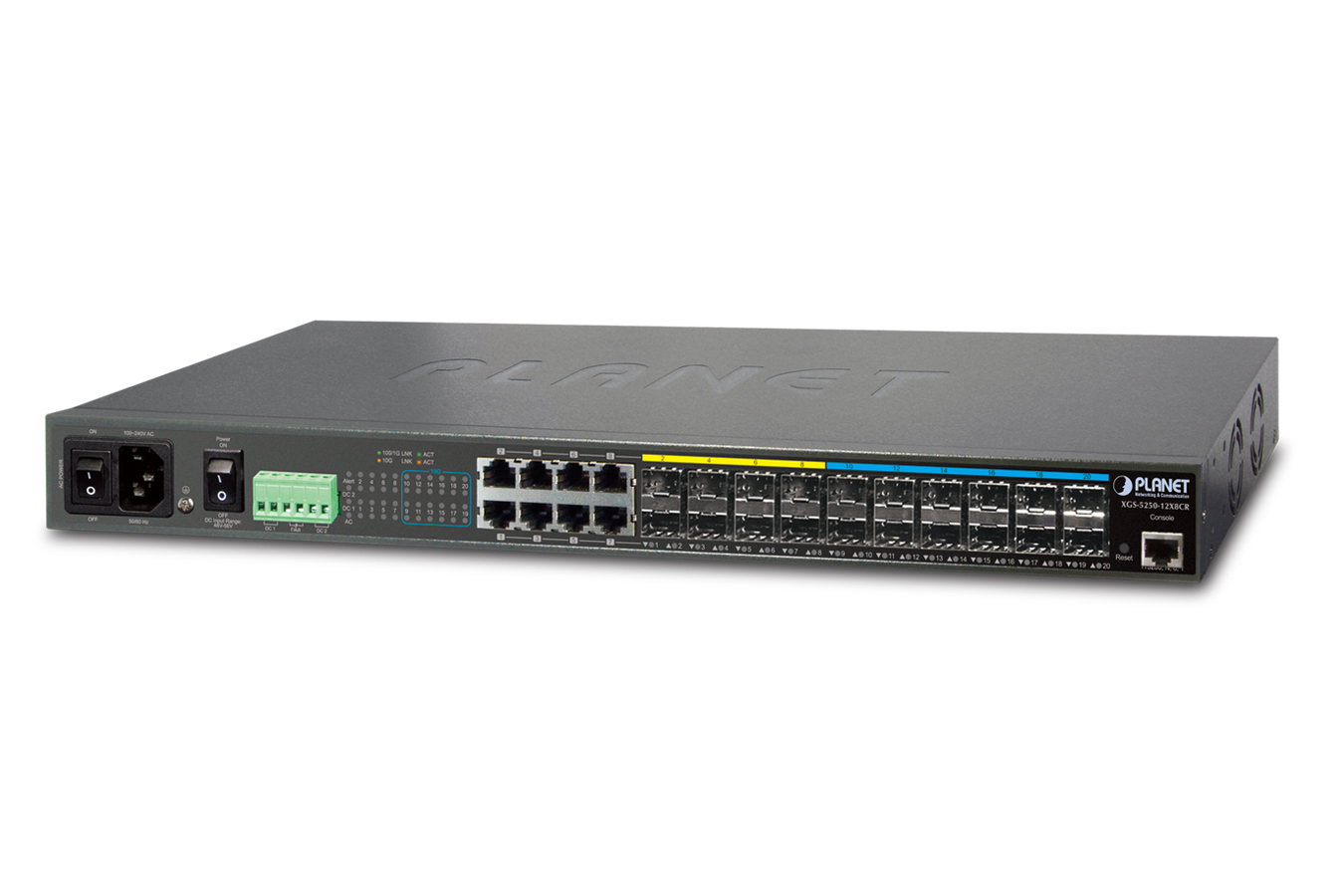 L2+ 12-Port 10GbE SFP+ Managed Switch with DC Redundant Power