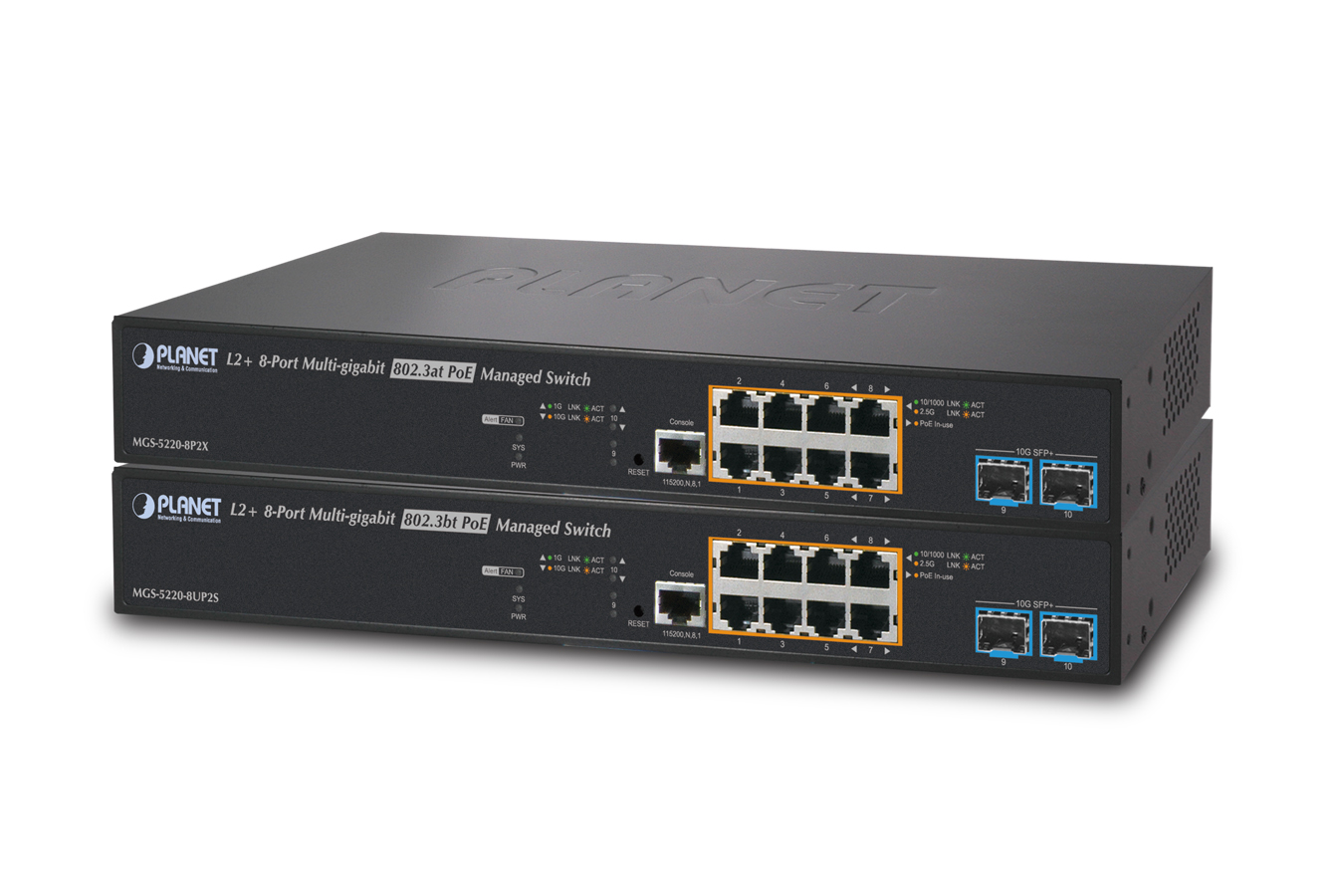 L2+ 8-Port 2.5G 802.3bt/at PoE + 2-Port 10G SFP+ Managed Multigigabit Switch