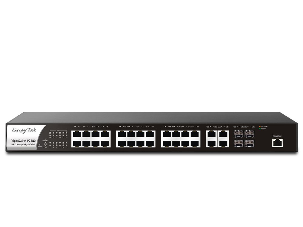 DrayTek VigorSwitch P2280 24-Port PoE L2 Managed Gigabit Switch / DrayTek Corporation