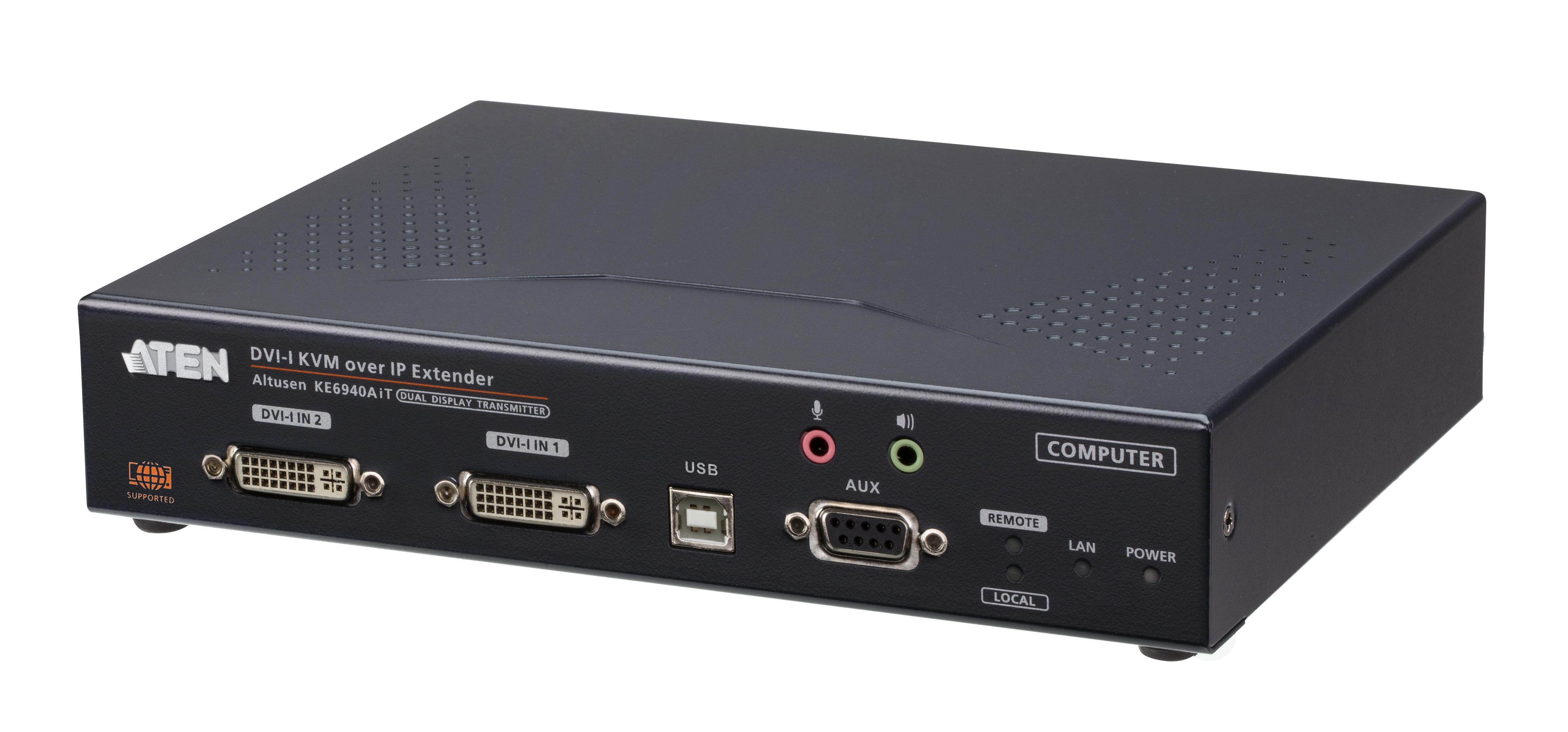 DVI-I Dual Display KVM over IP Transmitter with Internet Access