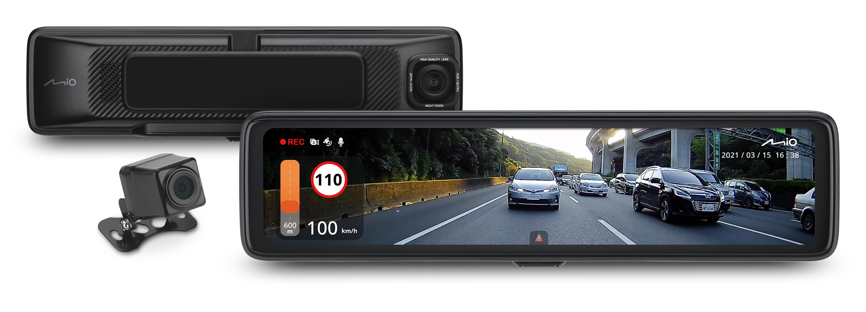 Dual cameras E-mirror dashcam with full-screen touch panel / MiTAC Digital Technology Corporation