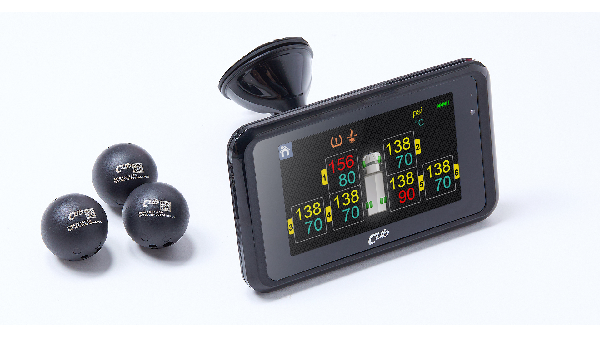商用車胎壓偵測系統-TFT觸控顯示螢幕和球型胎壓感知器