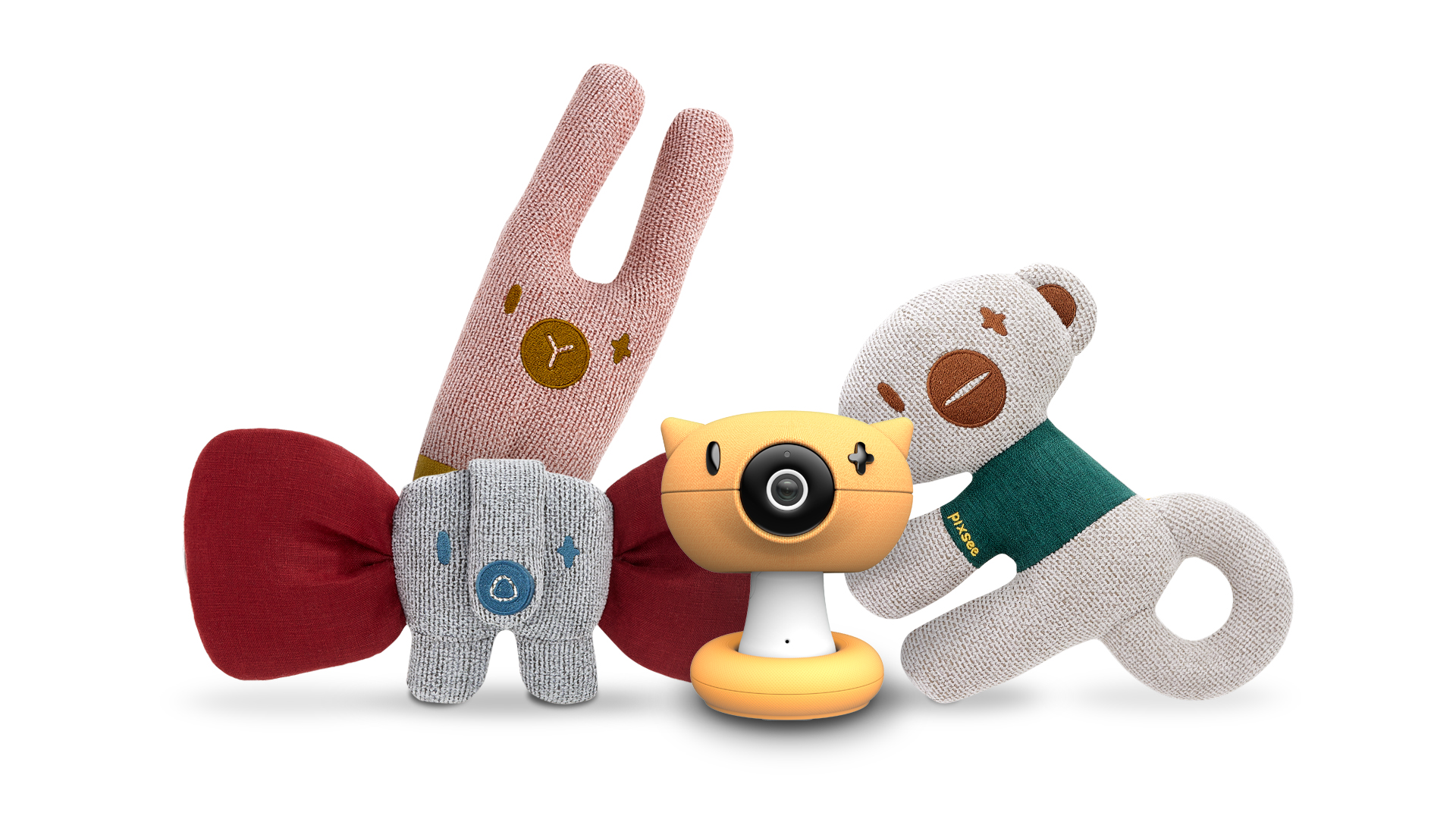 Pixsee Play and Pixsee Friends Smart Baby Camera and AI-linked Toy Set