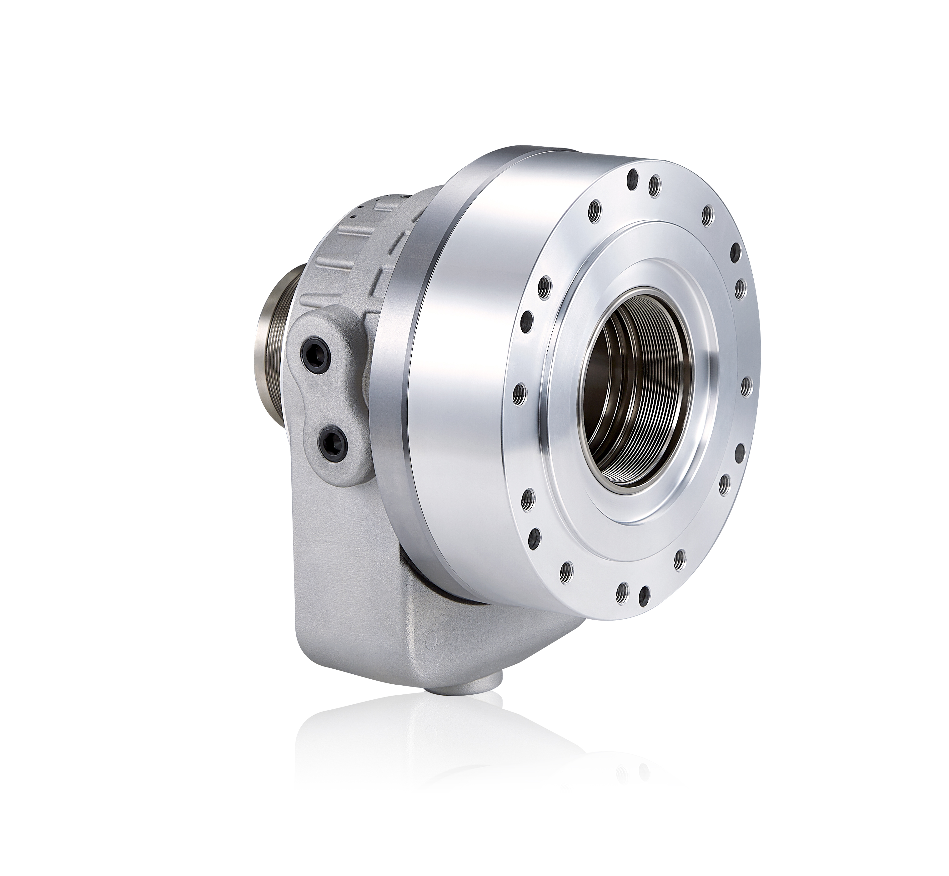 Compact high speed through-hole rotary hydraulic cylinder.