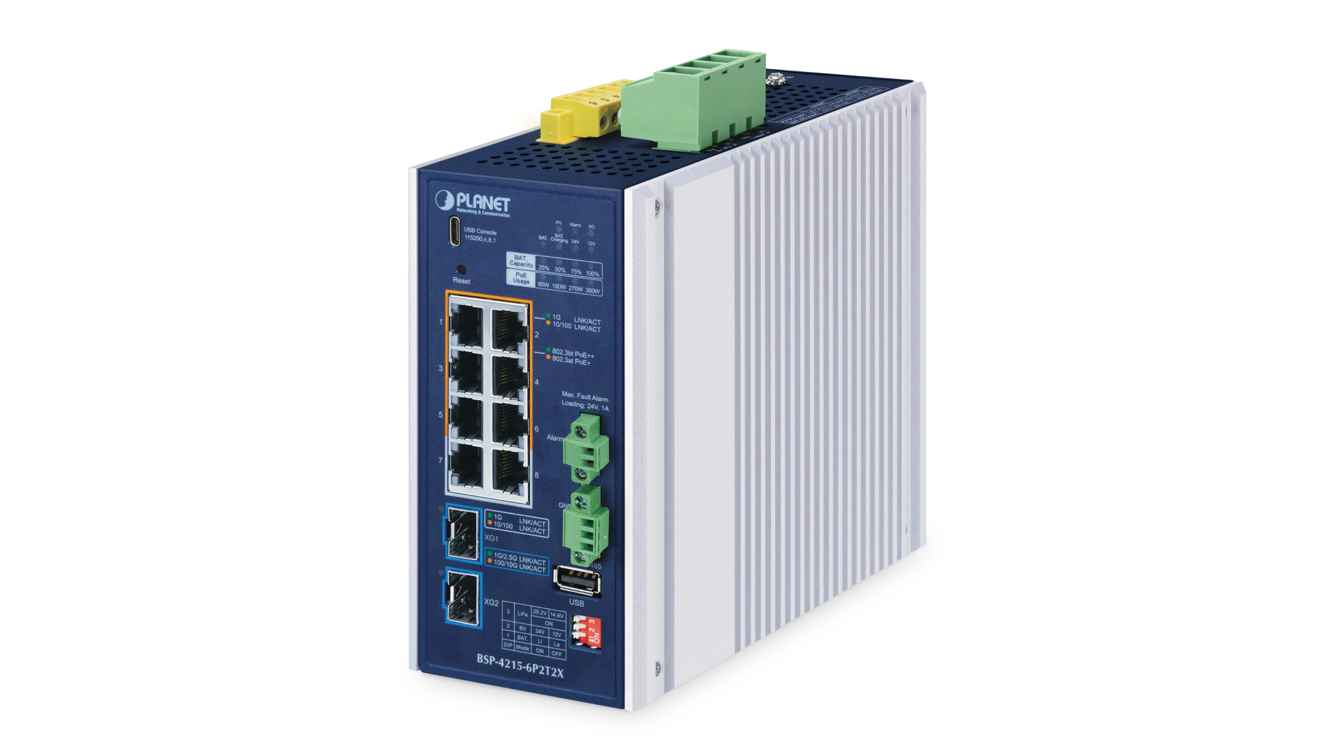 再生能源供電10G光纖PoE網管交換器